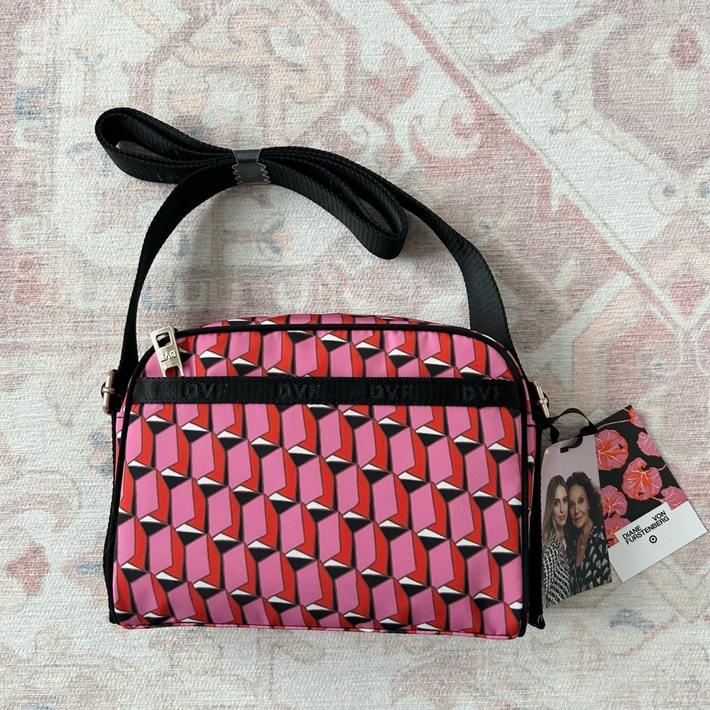 Diane Von Furstenberg Pink and Red Geometric Crossbody Bag